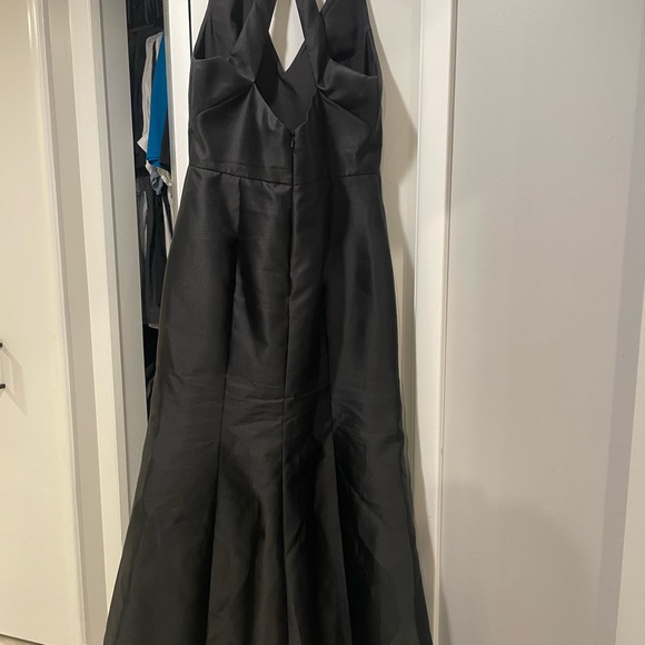 Alfred Sung Halter Satin Tumpet High Slit Gown Dress - Picture 5 of 6